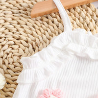 Girls Flower Applique Spaghetti Strap Top With Flared Hem Pants Sets Sets
