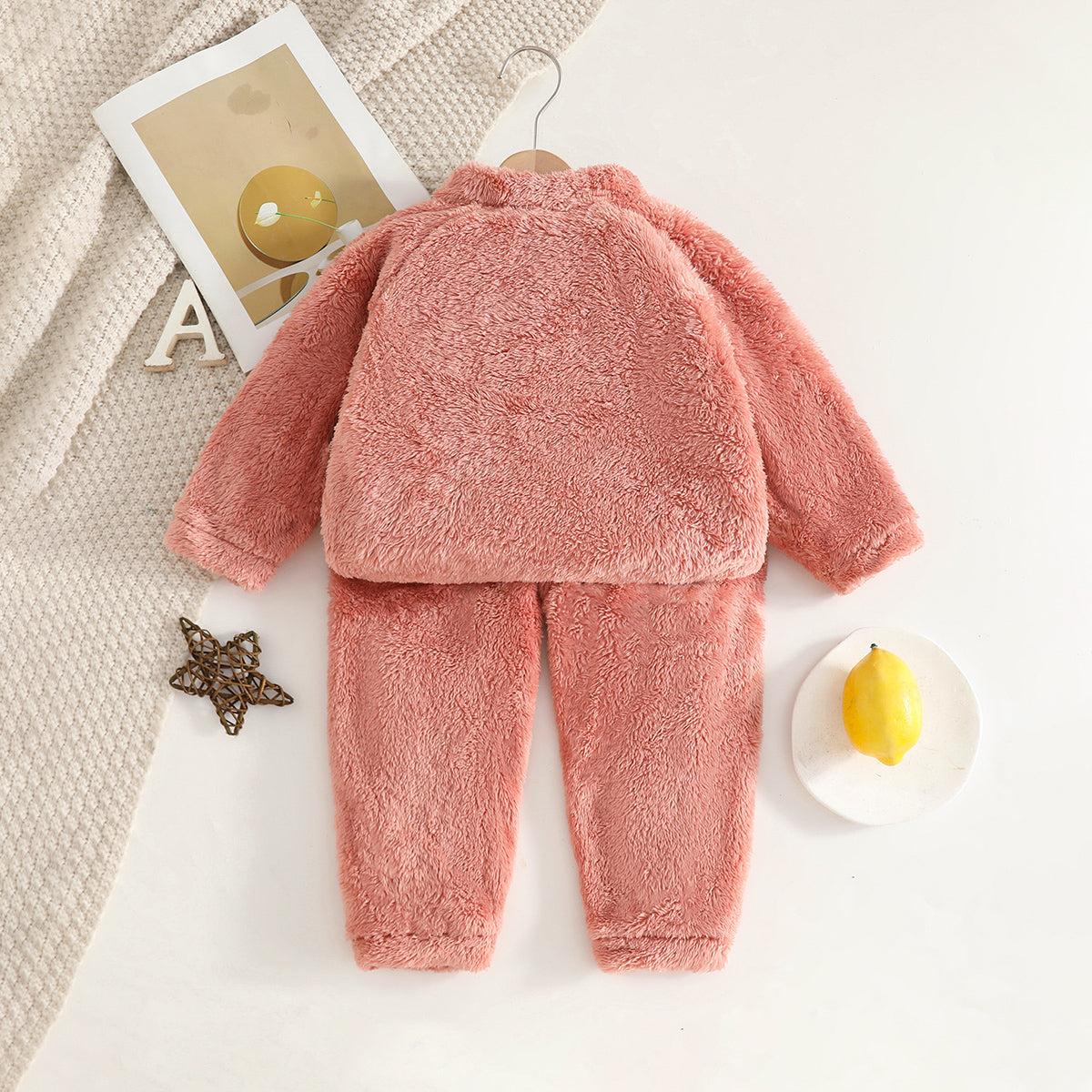 Girls Pink Polar Fleece Zipper Jacket With Jogger Co-ord Sets Sets
