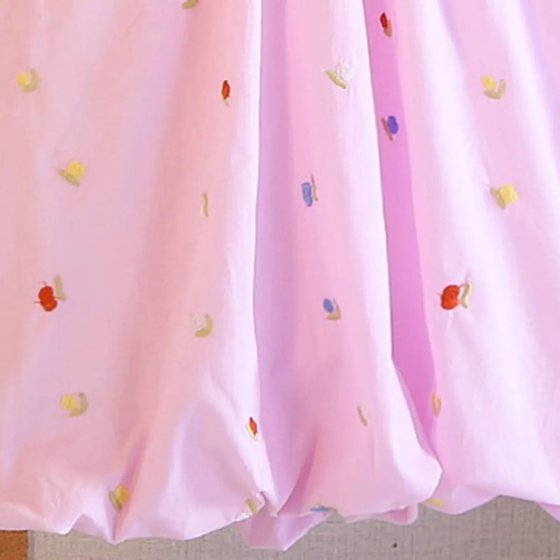 Girls Light Purple Embroidered Sleeveless A-line Bubble Dress Casual Dresses