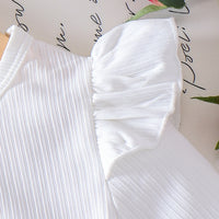 Girls White Flutter Sleeve Rose Bow Shorts Sets 2 pc. Sets
