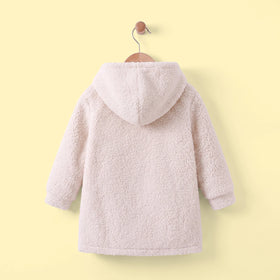 Girls Cream Colour-blocked Long Sleeve Hooded Jacket Coats & Jackets