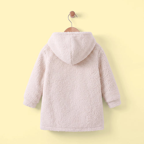 Girls Cream Colour-blocked Long Sleeve Hooded Jacket Coats & Jackets