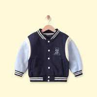 Boys Navy Blue Embroidered Long Sleeve Varsity Jacket Coats & Jackets Navy Blue 1-2 Y