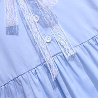 Girls Puff Sleeve Peter Pan Collar Fit & Flare Dress Casual Dresses   
