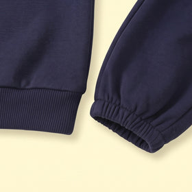 Boys Navy Blue Typographic Sweatshirt & Joggers Sets Sets