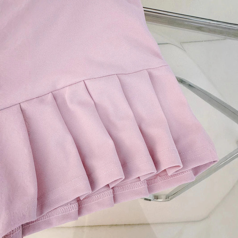 Girls Pink Bear Applique Sleeveless Drop Waist Dress Casual Dresses