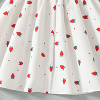 Girls White Strawberry Printed Sleeveless Fit & Flare Dress Casual Dresses