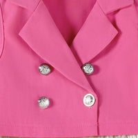 Girls Pink Sleeveless Top With Pleated Flared Skirt Sets 2 pc. Sets