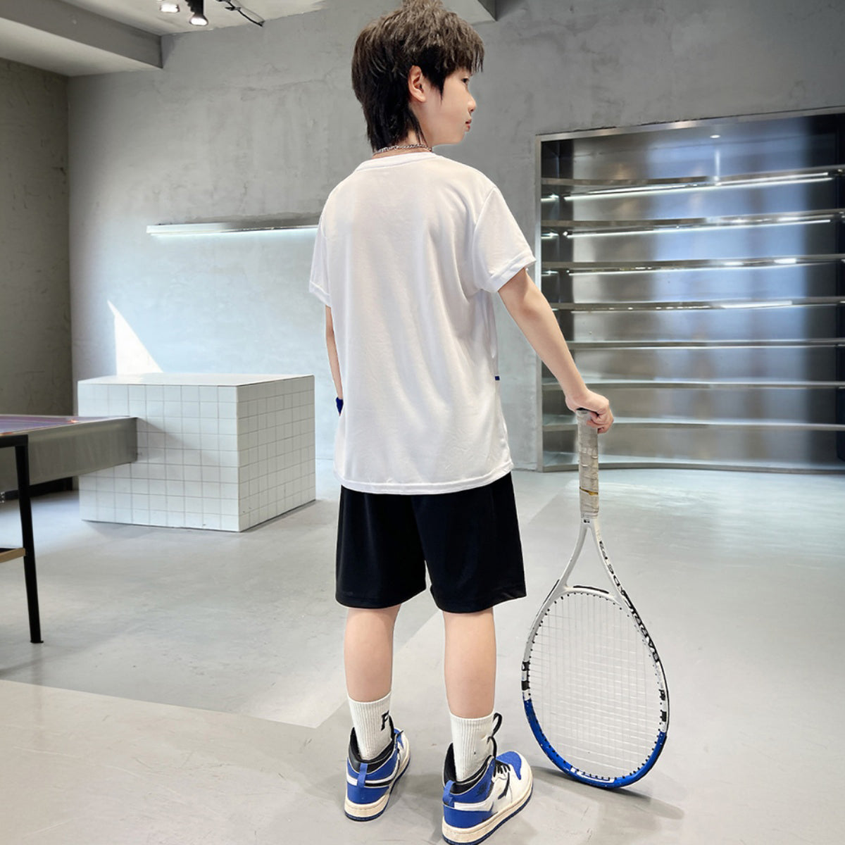 Boys White Typographic Sports Printed Summer T-Shirt With Shorts Set 2 pc. Sets
