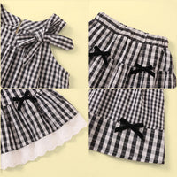 Girls Black Checked Sleeveless Top With Skirt Sets 2 pc. Sets