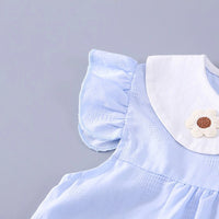 Girls Light Blue Flower Applique Top With Shorts Sets 2 pc. Sets
