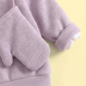 Girls Lavender Embellished Hooded Sweatshirt & Pants Co-ord Sets Sets