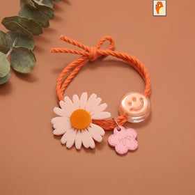 Pack of 5 Pcs Girls Multicolour Floral Smiley Ponytail Holders Clips
