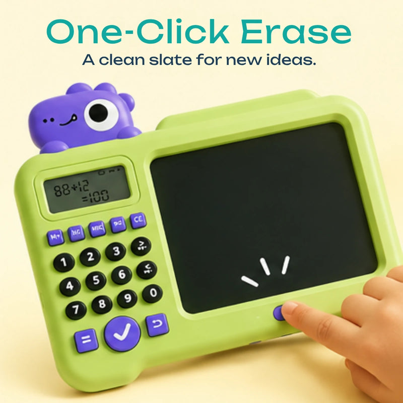 2-in-1 Dinosaur Calculator & LCD Writing Tablet - Math Learning & Drawing Board with Stylus, Green Trending Accessories