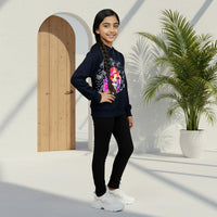 Girls Navy Blue Graphics Hooded Sweatshirt Sweatshirts & Hoodies