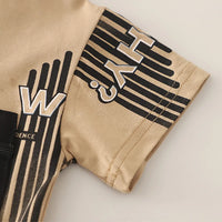 Boys Khaki Graphic Print T-Shirt With Shorts Sets Sets