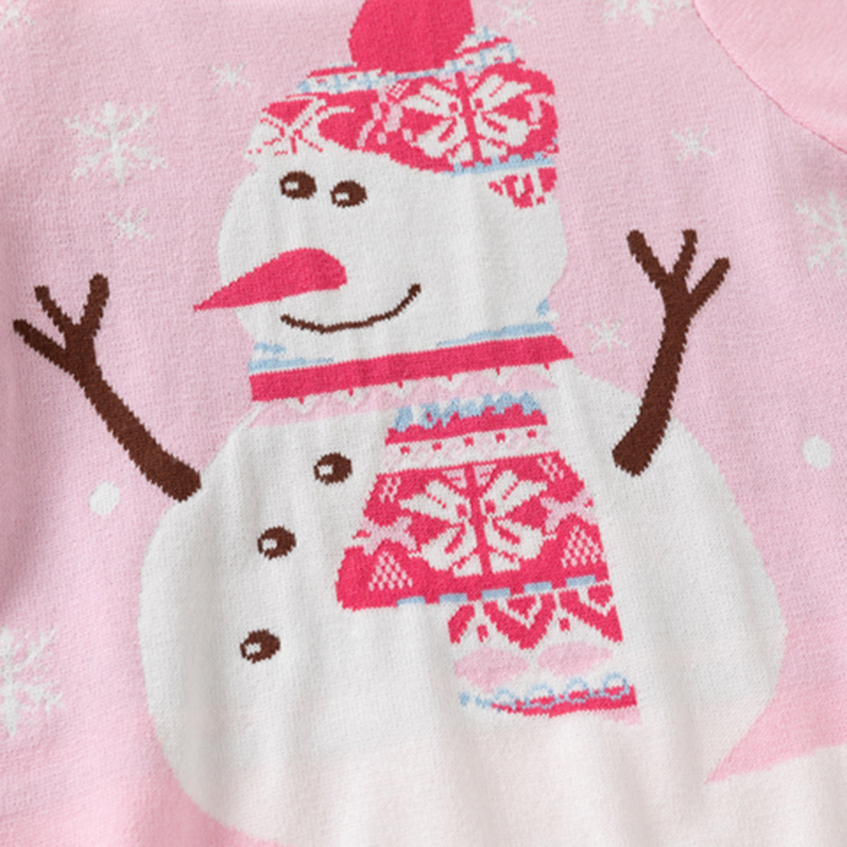 Girls Light Pink Self-Design Christmas Sweater Sweaters & Cardigans