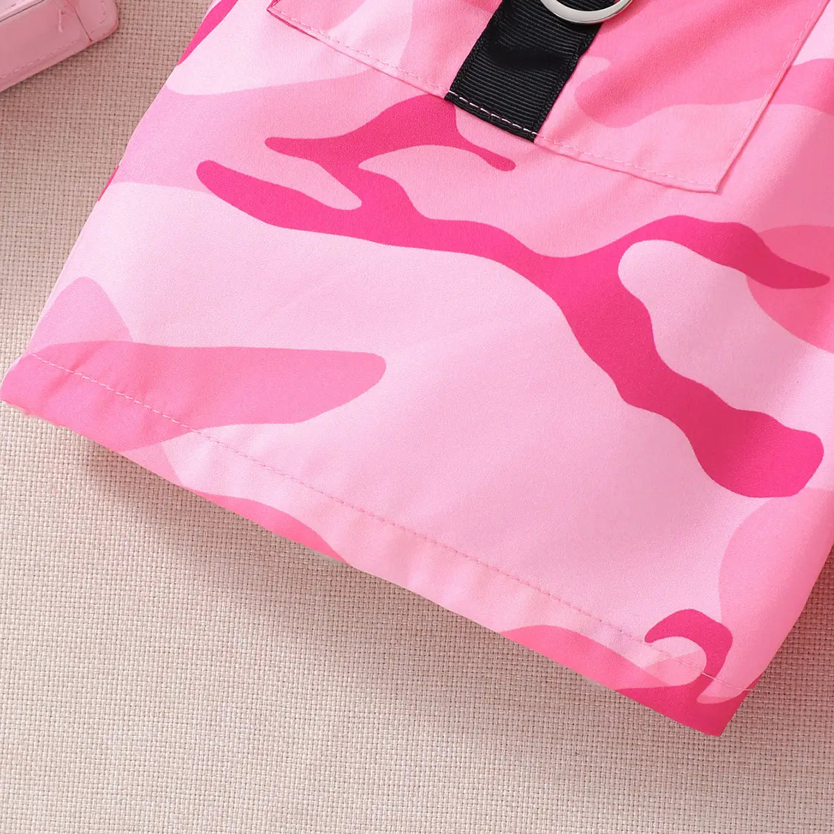 Girls Pink Crop Top & Camisole With Printed Shorts Set Sets