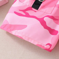 Girls Pink Crop Top & Camisole With Printed Shorts Set Sets