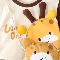 Girls Dark Brown Short Sleeves T-Shirt With Shorts & Sling Bag Sets Sets