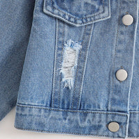 Girls Blue Denim Long Sleeves Winter Jackets Coats & Jackets