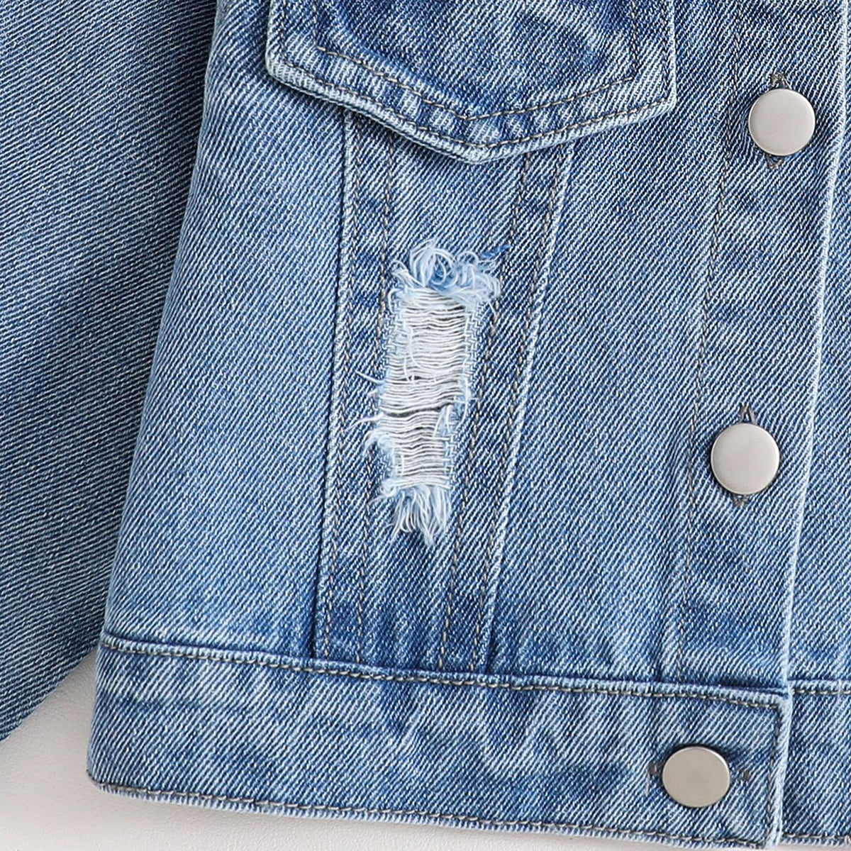 Girls Blue Denim Long Sleeves Winter Jackets Coats & Jackets