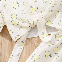 Girls Apricot Floral Printed Short Sleeves Top With Tiered Skirt Set 2 pc. Sets