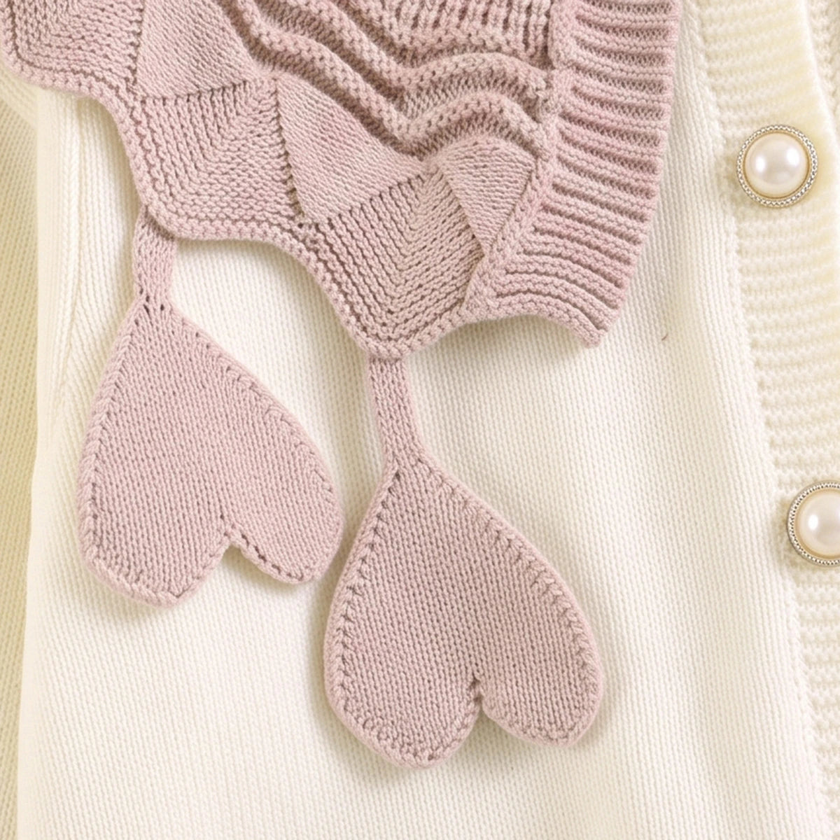 Girls Off White Long Sleeves Cardigan & Pants Sets Sets