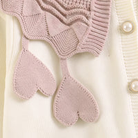 Girls Off White Long Sleeves Cardigan & Pants Sets Sets