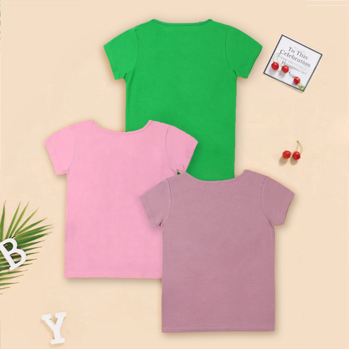 Girls Multicolor Graphics Summer T-shirts- Pack Of 3 Tshirts