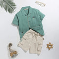 Boys Green Embroidered Shirt With Cargo Pocket Shorts Sets 2 pc. Sets Green 6-12 M