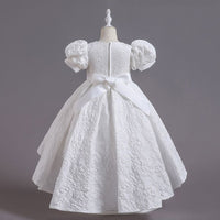 Girls White Texture High Low Party Wear Dress Party Dresses   