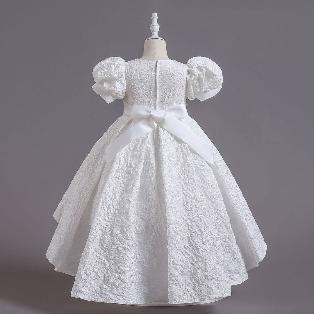 Girls White Texture High Low Party Wear Dress Party Dresses   