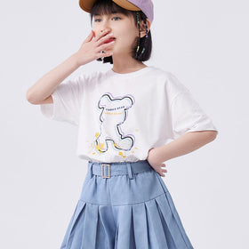 Girls Printed Oversized Casual T-shirt Tshirts   