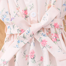 Girls Pink Floral Print Off-Shoulder Dress Casual Dresses