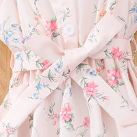 Girls Pink Floral Print Off-Shoulder Dress Casual Dresses