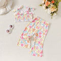 Girls Floral Printed Crop Top With Pants Set Sets Multicolor 1-2 Y 