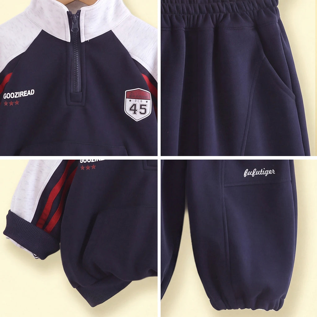 Boys Navy Blue Typography Raglan Sleeve Sweatshirt & Joggers Sets 2 pc. Sets