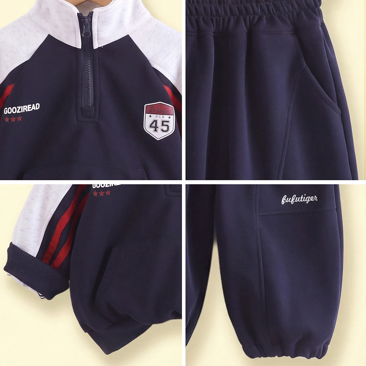 Boys Navy Blue Typography Raglan Sleeve Sweatshirt & Joggers Sets 2 pc. Sets