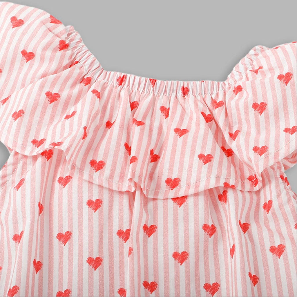 Girls Heart Print wide Neck A-Line Dress Casual Dresses   