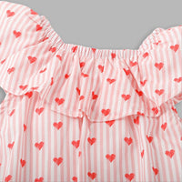 Girls Heart Print wide Neck A-Line Dress Casual Dresses   