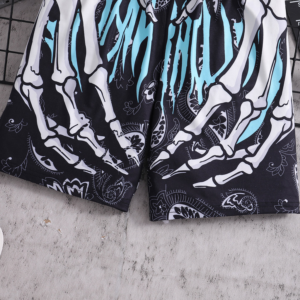 Boys Black Halloween Printed Elasticated Shorts Shorts