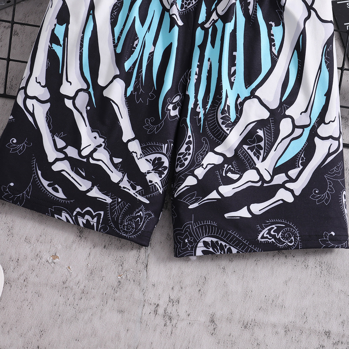 Boys Black Halloween Printed Elasticated Shorts Shorts