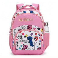 Girls Pink Emoji Print Polyester School Backpack Trending Accessories Pink Onesize