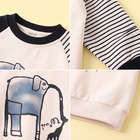 Boys Off White Colourblocked Raglan Sleeve Sweatshirt Sweatshirts & Hoodies