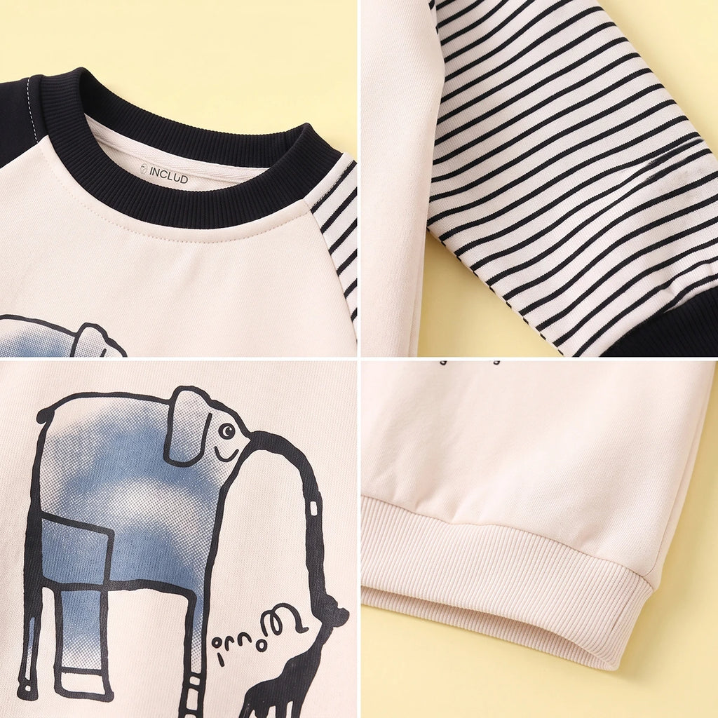 Boys Off White Colourblocked Raglan Sleeve Sweatshirt Sweatshirts & Hoodies
