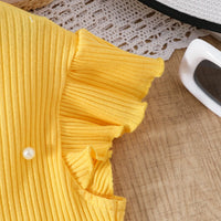 Girls Yellow Pearl Embellished Top With Ruffled Tulle Skirts Set Sets
