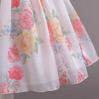 Girls Light Pink Floral Print Fit & Flare Party Wear Dress Party Dresses