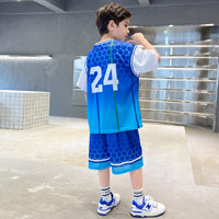 Boys Blue Typographic Print Short Sleeve T-Shirt With Shorts Sets 2 pc. Sets