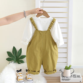 Boys Green Typographic Printed T-Shirt With Dungaree Set 2 pc. Sets